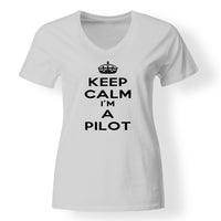 Thumbnail for Keep Calm I'm a Pilot Designed V-Neck T-Shirts