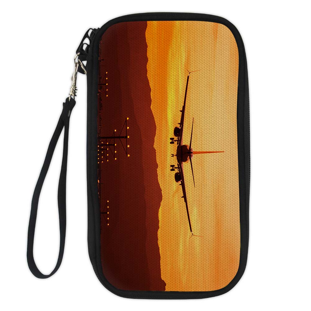 Landing Aircraft During Sunset Designed Travel Cases & Wallets