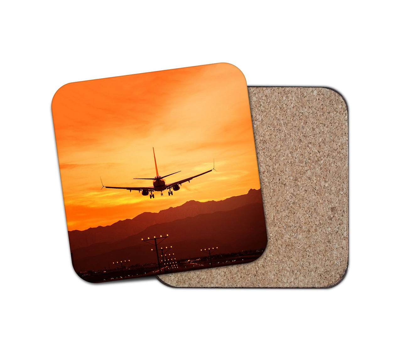Landing Aircraft During Sunset Designed Coasters