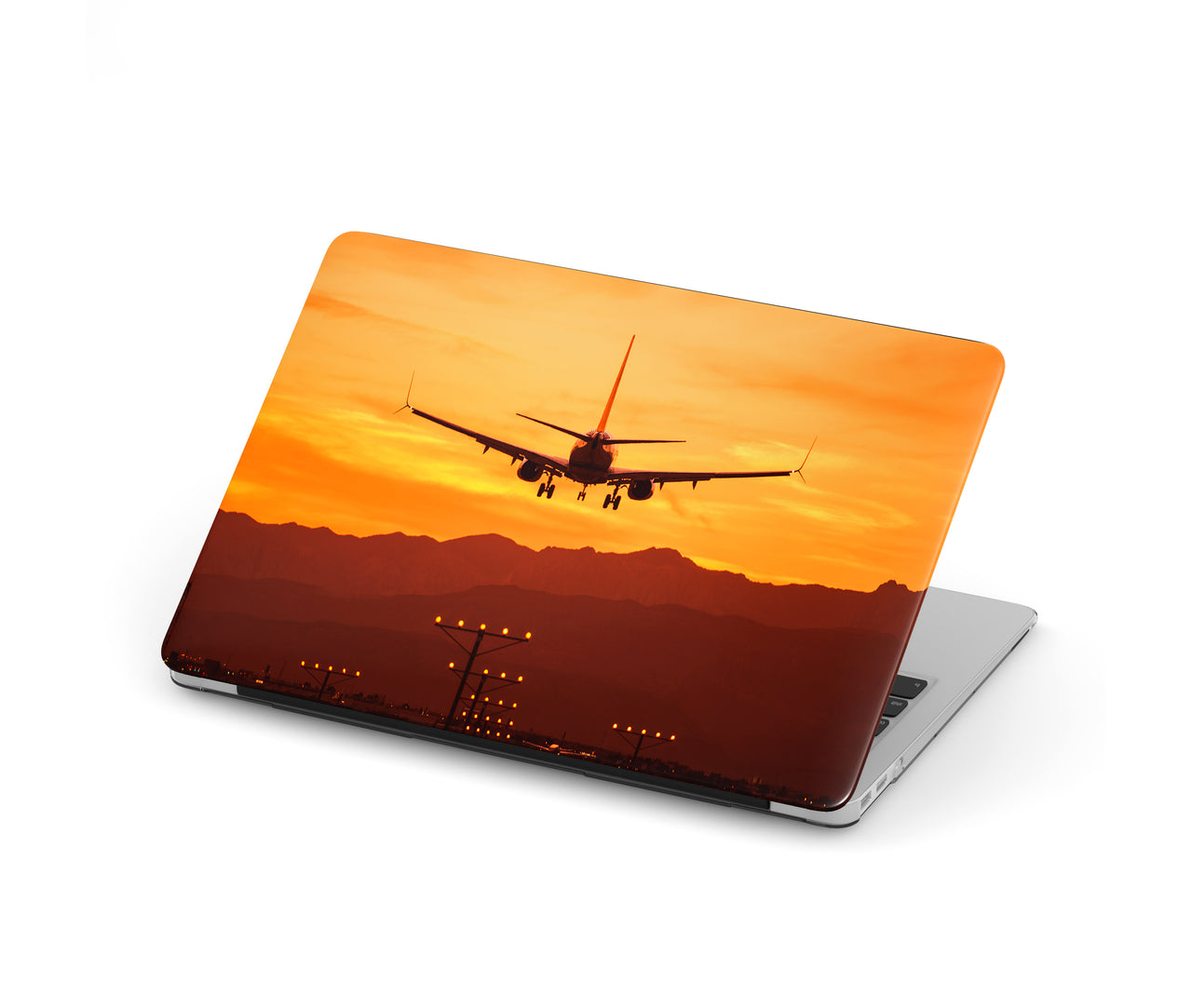 Landing Aircraft During Sunset Designed Macbook Cases