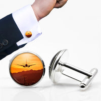 Thumbnail for Landing Aircraft During Sunset Designed Cuff Links
