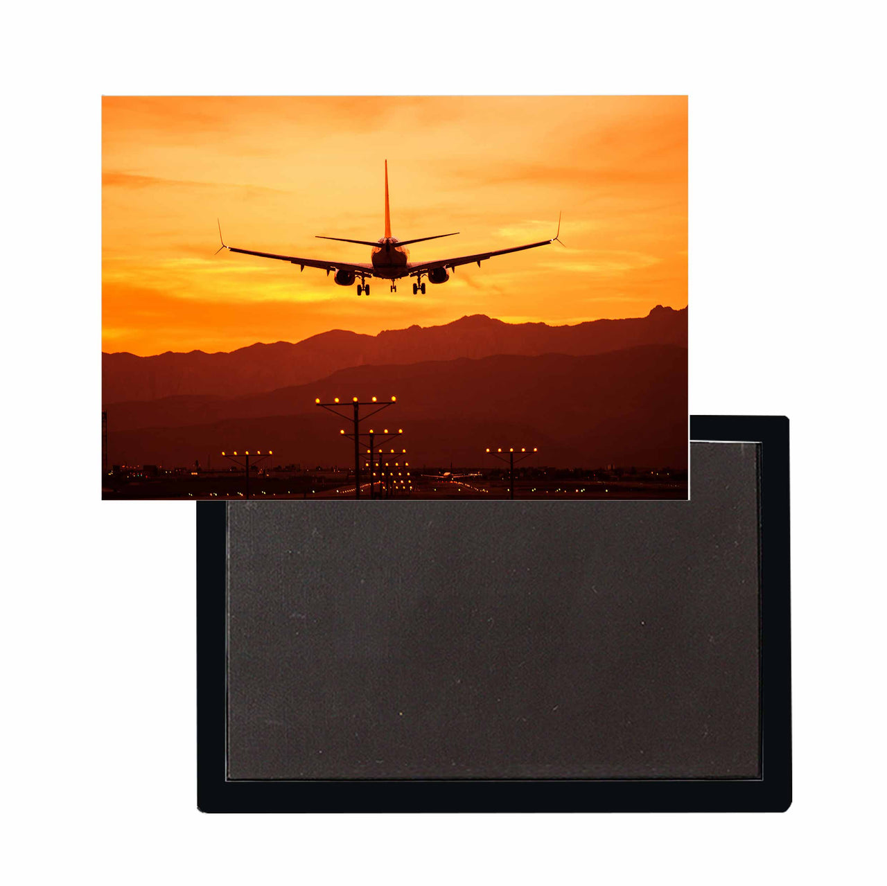 Landing Aircraft During Sunset Designed Magnets