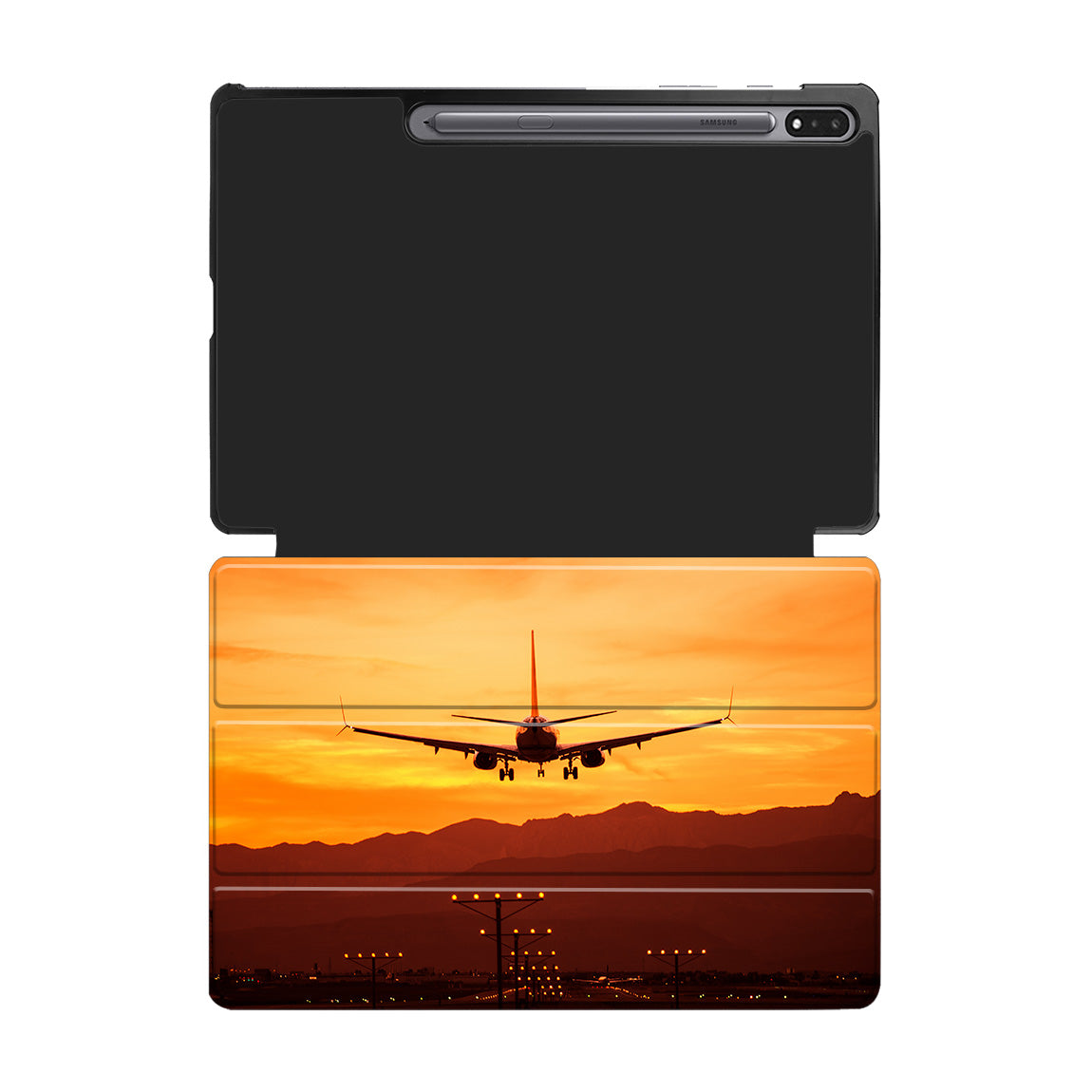 Landing Aircraft During Sunset Designed Samsung Tablet Cases