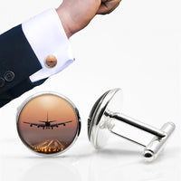 Thumbnail for Landing Boeing 747 During Sunset Designed Cuff Links