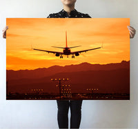 Thumbnail for Landing Aircraft During Sunset Printed Posters Aviation Shop 