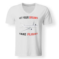 Thumbnail for Let Your Dreams Take Flight Designed V-Neck T-Shirts