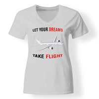 Thumbnail for Let Your Dreams Take Flight Designed V-Neck T-Shirts