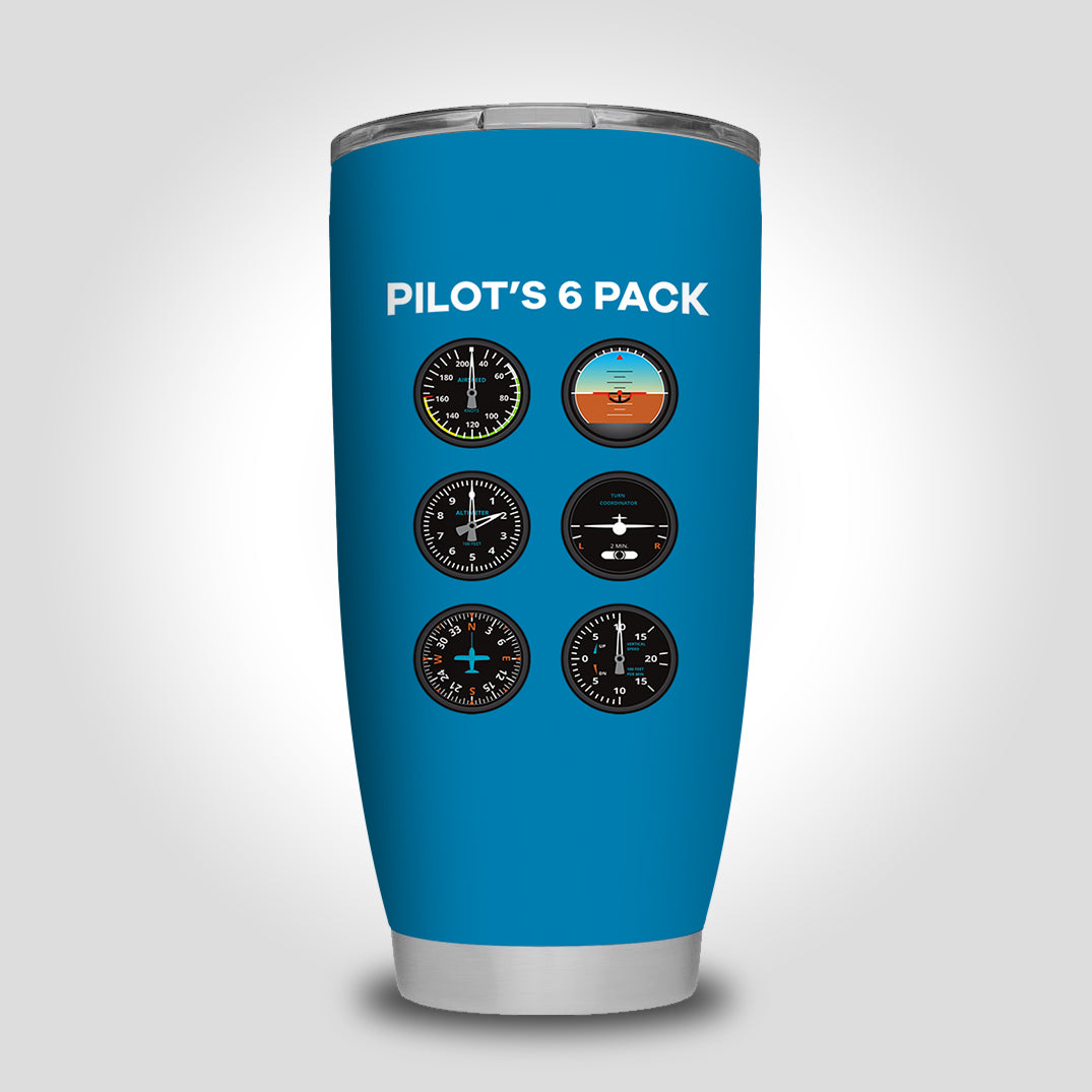 Pilot's 6 Pack Designed Tumbler Travel Mugs