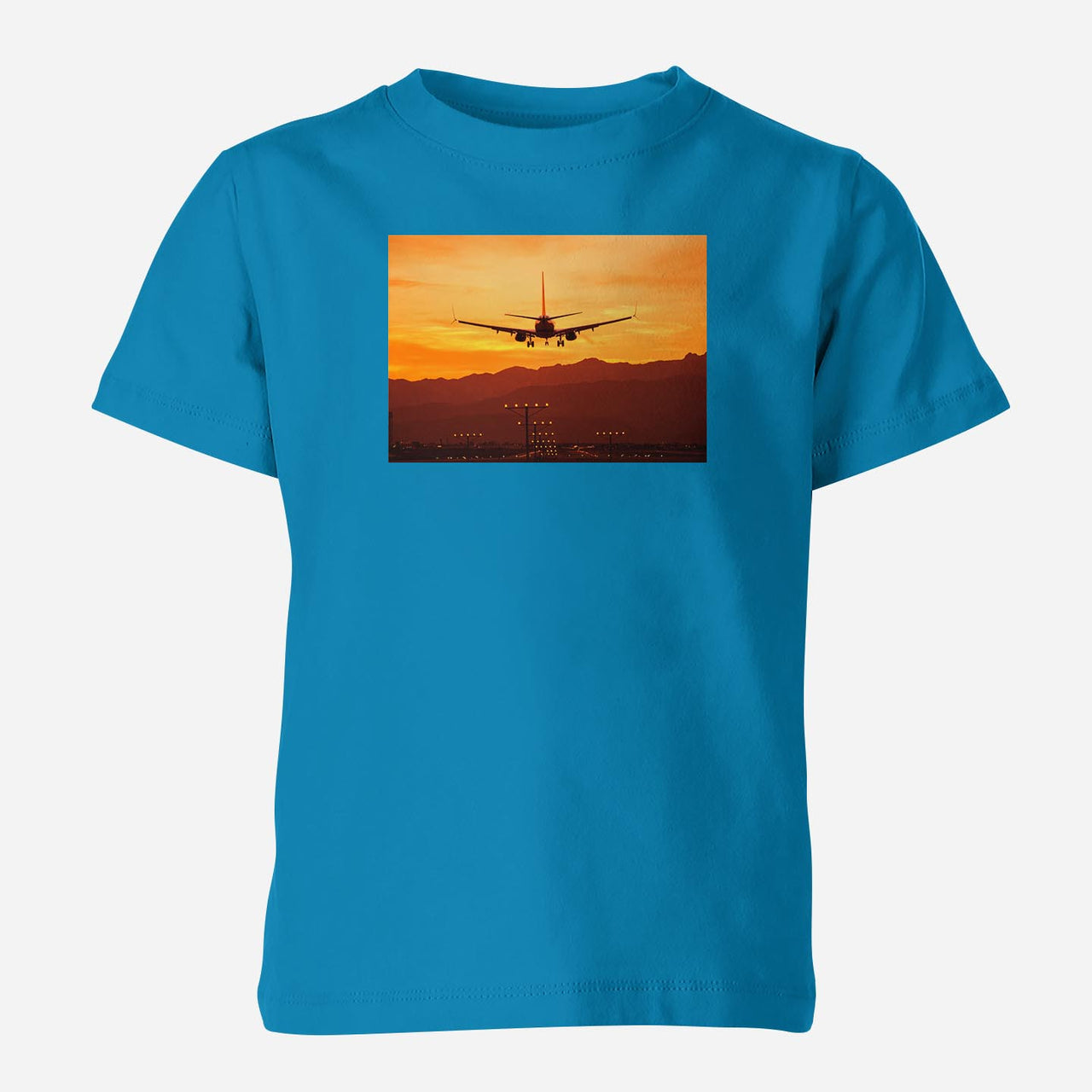 Landing Aircraft During Sunset Designed Children T-Shirts
