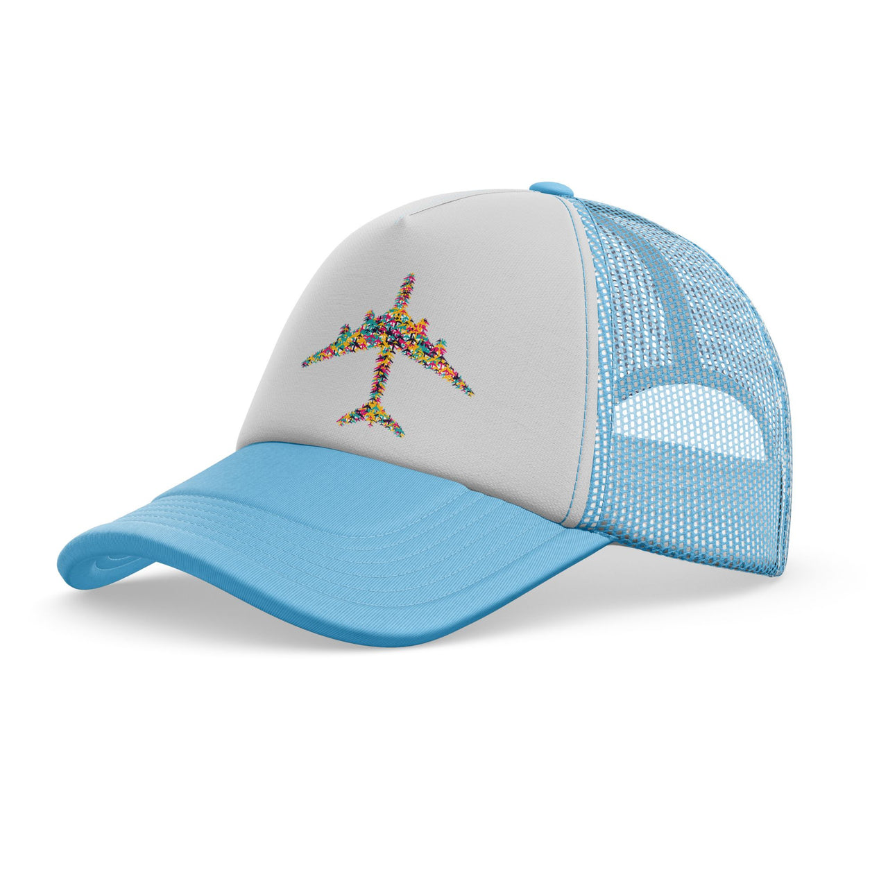 Colourful Airplane Designed Trucker Caps & Hats