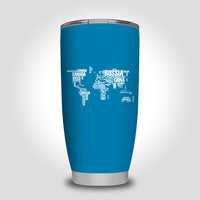 Thumbnail for World Map (Text) Designed Tumbler Travel Mugs