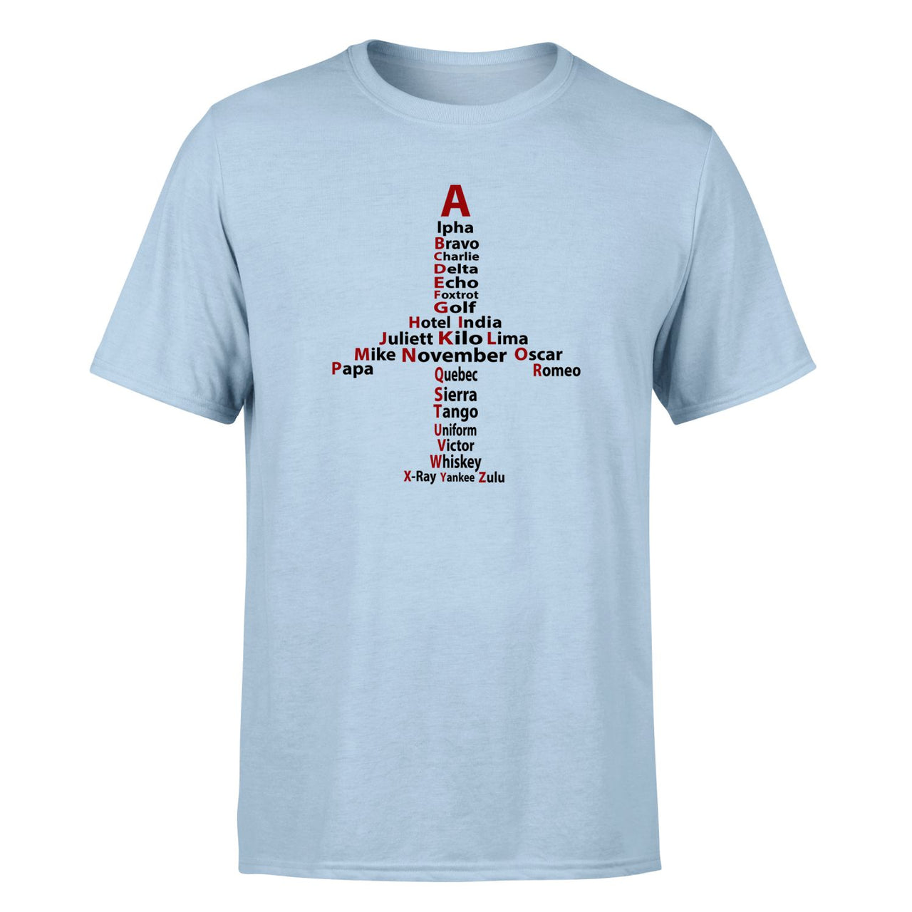 Airplane Shape Aviation Alphabet Designed T-Shirts