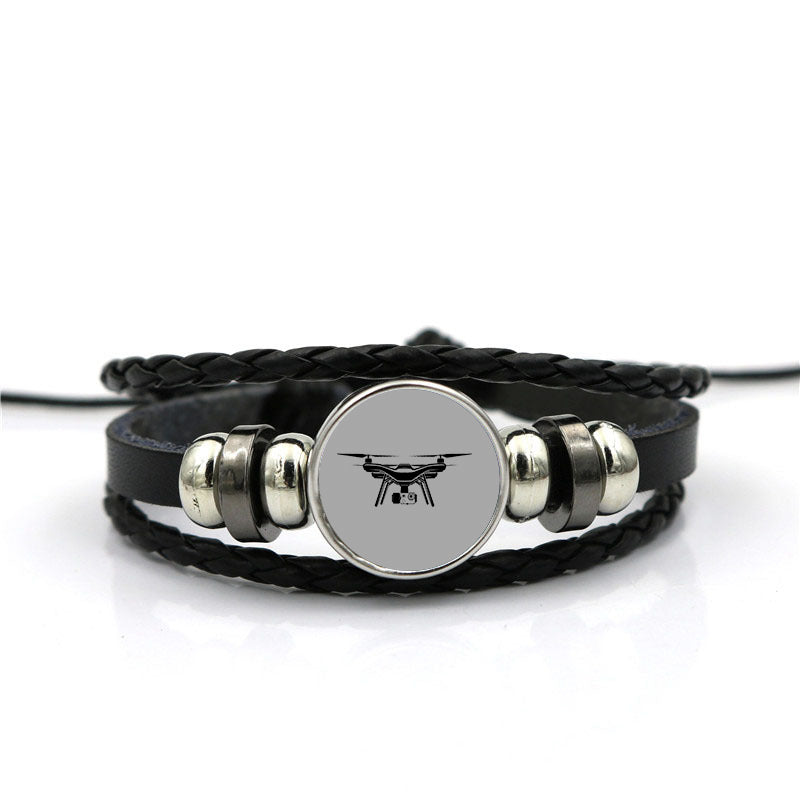 Drone Silhouette Designed Leather Bracelets
