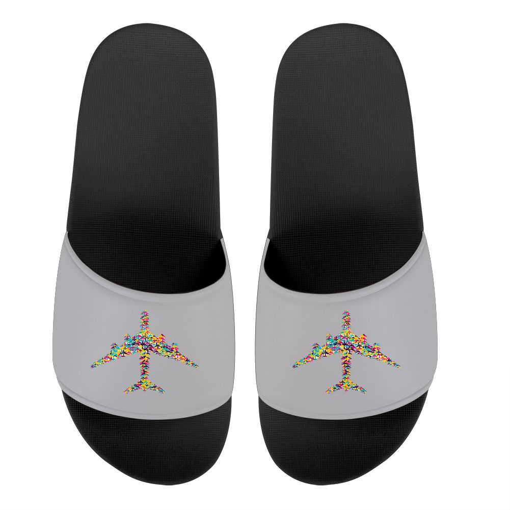 Colourful Airplane Designed Sport Slippers
