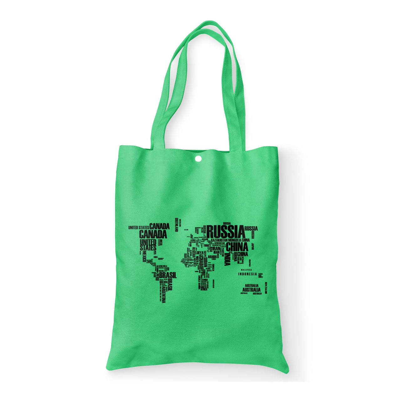 World Map (Text) Designed Tote Bags