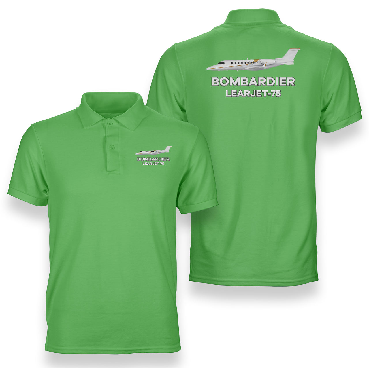 The Bombardier Learjet 75 Designed Double Side Polo T-Shirts