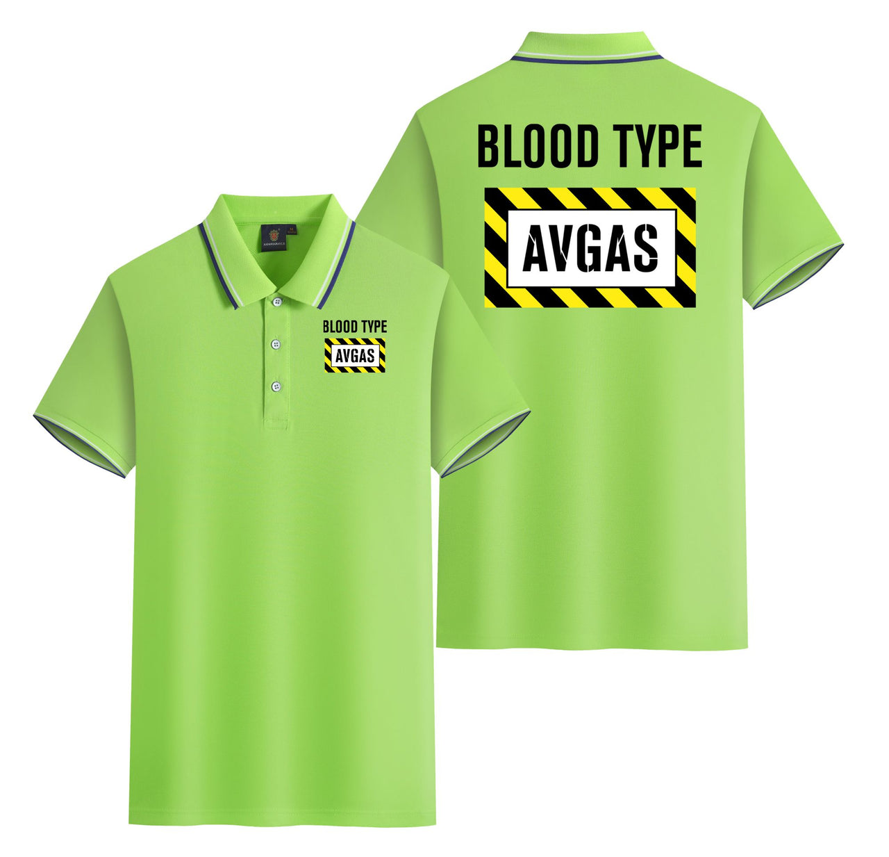 Blood Type AVGAS Designed Stylish Polo T-Shirts (Double-Side)