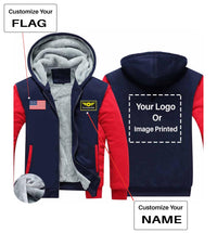 Thumbnail for Your Custom Name & Flag + Logo Printed Zipped Sweatshirts
