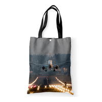Thumbnail for Magnificent Airplane Landing Printed Designed Tote Bags