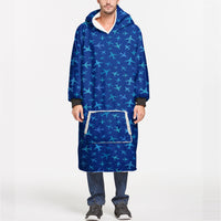 Thumbnail for Many Airplanes Blue Designed Blanket Hoodies