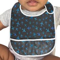 Thumbnail for Many Airplanes Gray Designed Baby Bib