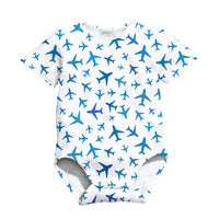Thumbnail for Many Airplanes White Designed 3D Baby Bodysuits