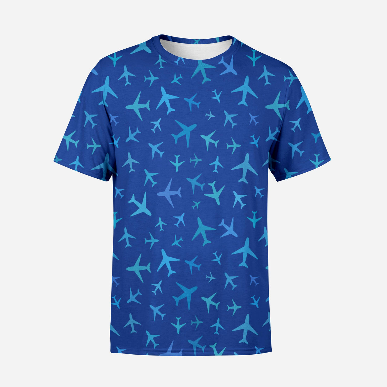 Many Airplanes (Blue) Printed 3D T-Shirts