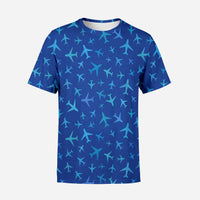 Thumbnail for Many Airplanes (Blue) Printed 3D T-Shirts
