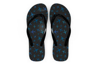Thumbnail for Many Airplanes (Gray) Designed Slippers (Flip Flops)