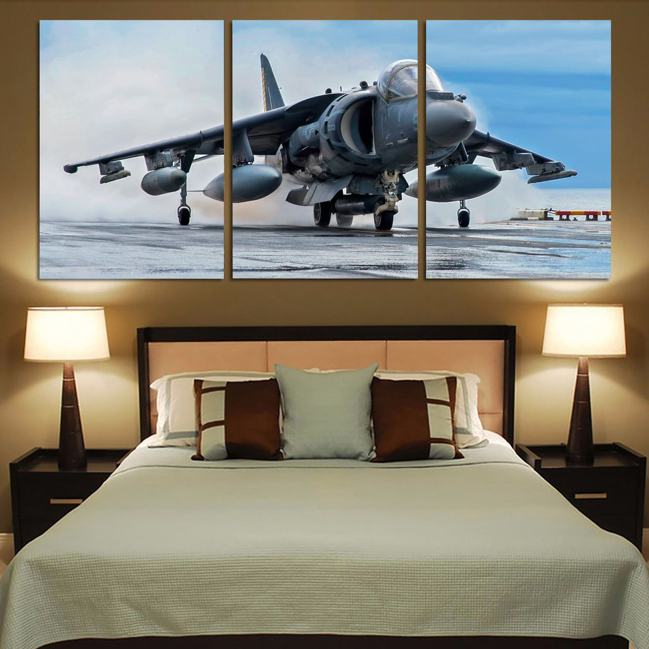 McDonnell Douglas AV-8B Harrier II Printed Canvas Posters (3 Pieces) Aviation Shop 