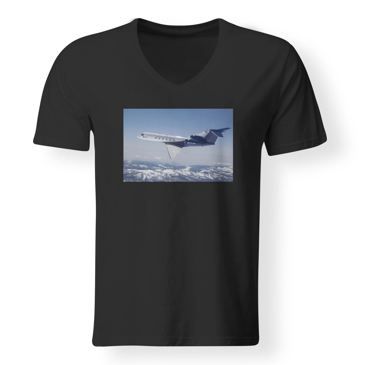 Cruising Gulfstream Jet Designed V-Neck T-Shirts