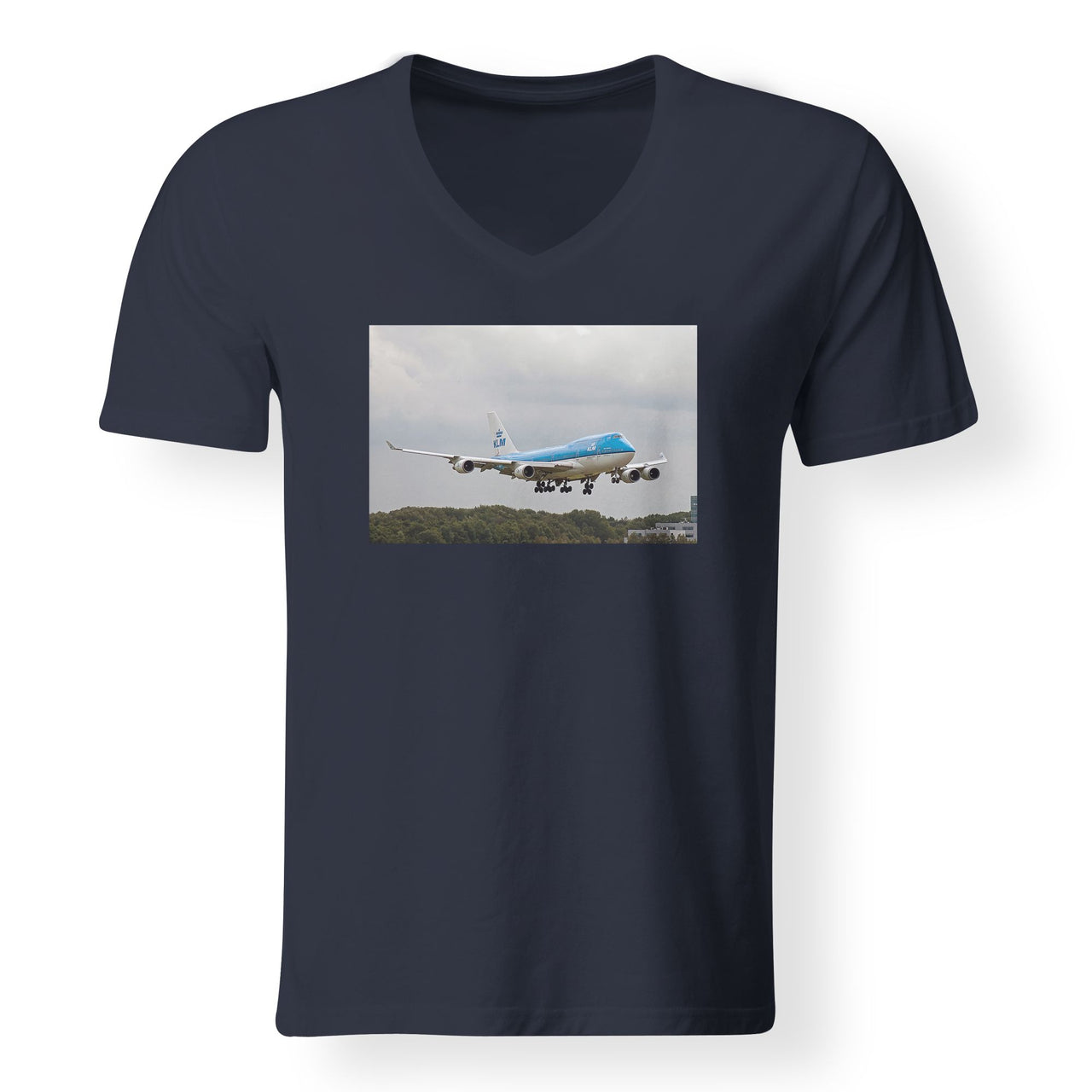 Landing KLM's Boeing 747 Designed V-Neck T-Shirts