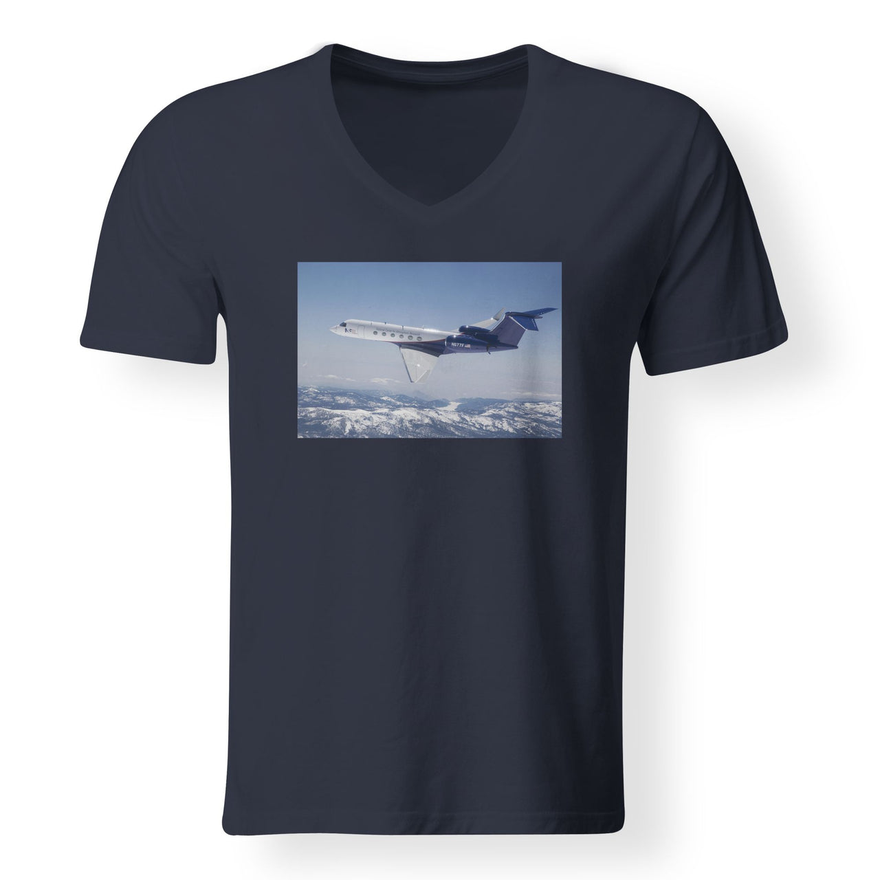 Cruising Gulfstream Jet Designed V-Neck T-Shirts