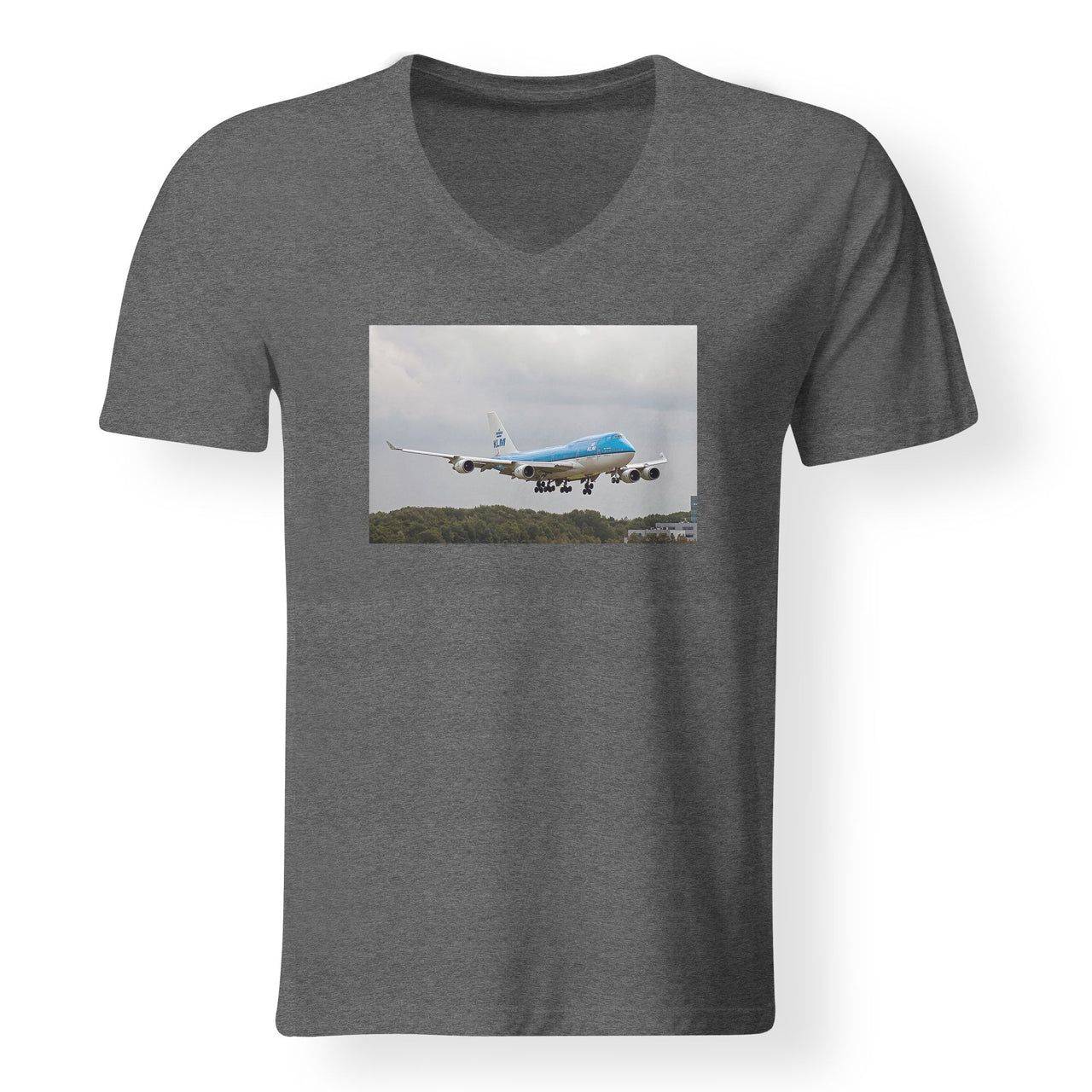 Landing KLM's Boeing 747 Designed V-Neck T-Shirts