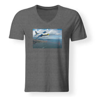 Thumbnail for Blue Angels & Bridge Designed V-Neck T-Shirts
