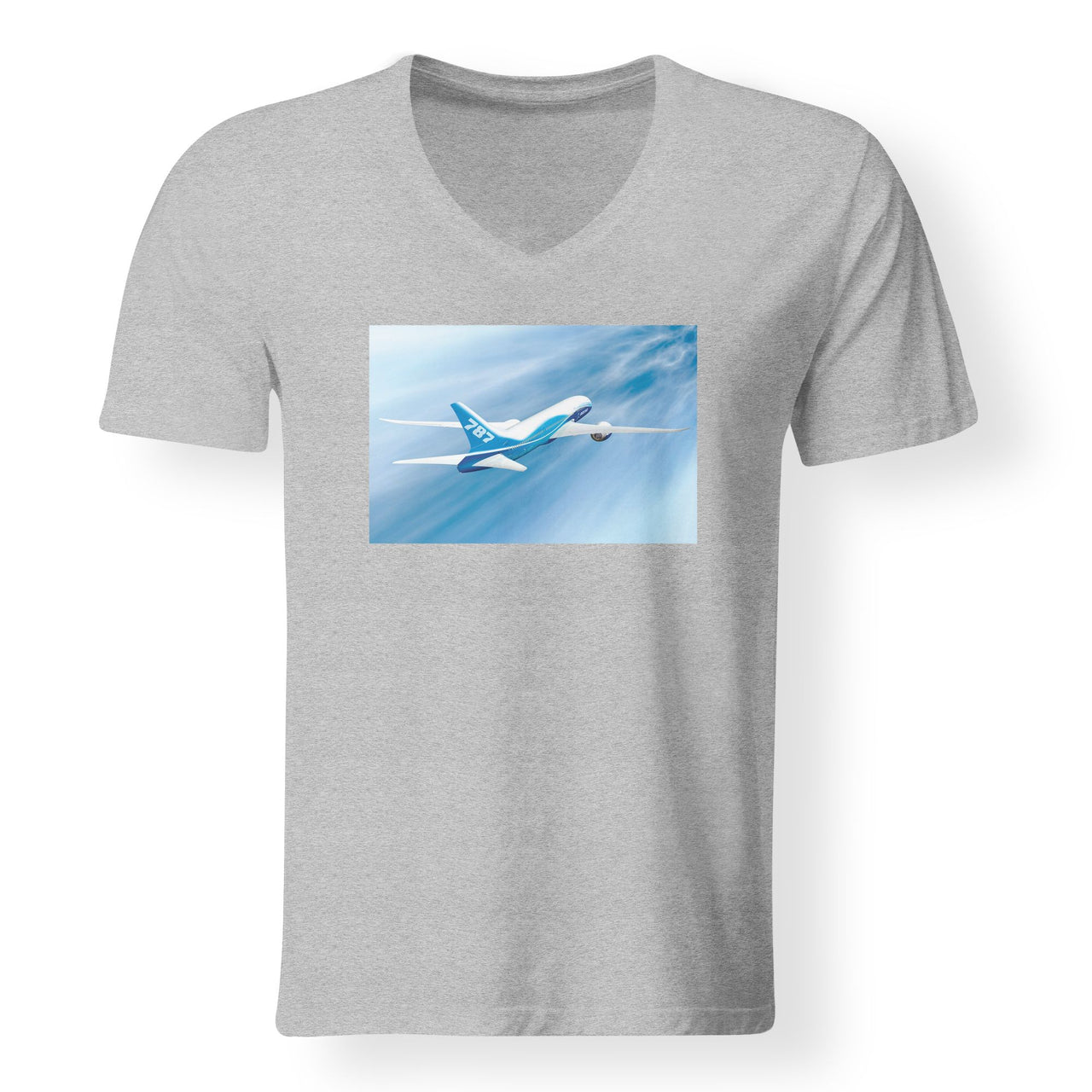 Beautiful Painting of Boeing 787 Dreamliner Designed V-Neck T-Shirts