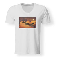 Thumbnail for Departing Fighting Falcon F16 Designed V-Neck T-Shirts