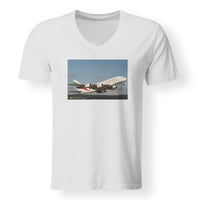 Thumbnail for Departing Emirates A380 Designed V-Neck T-Shirts