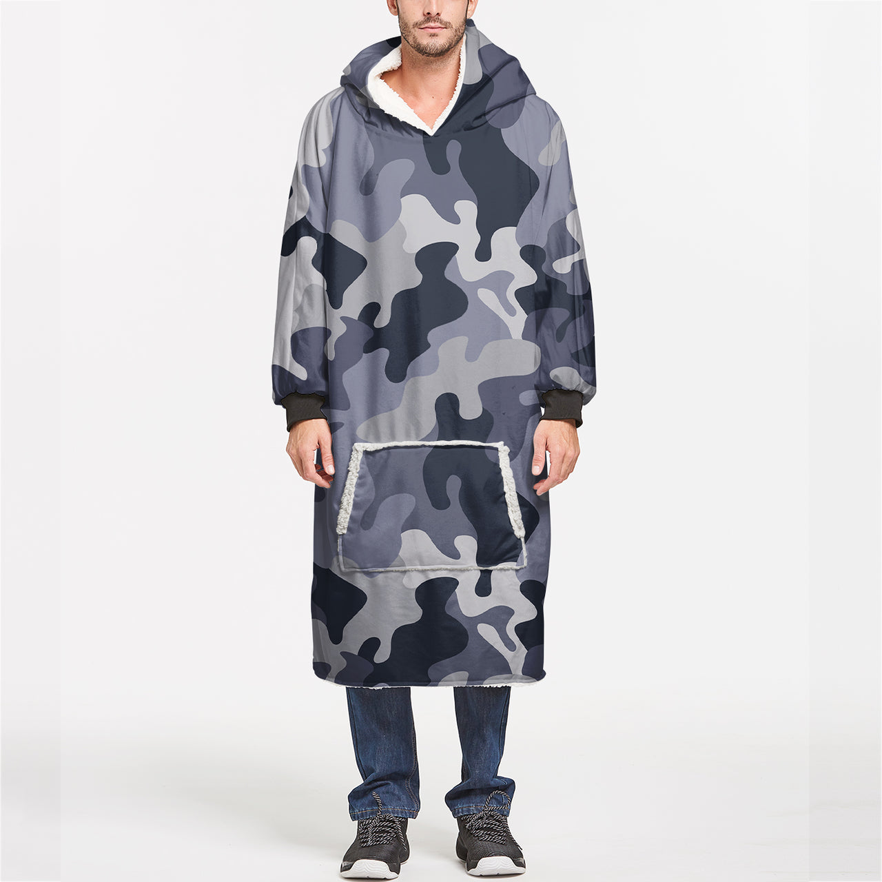 Military Camouflage Army Gray Designed Blanket Hoodies