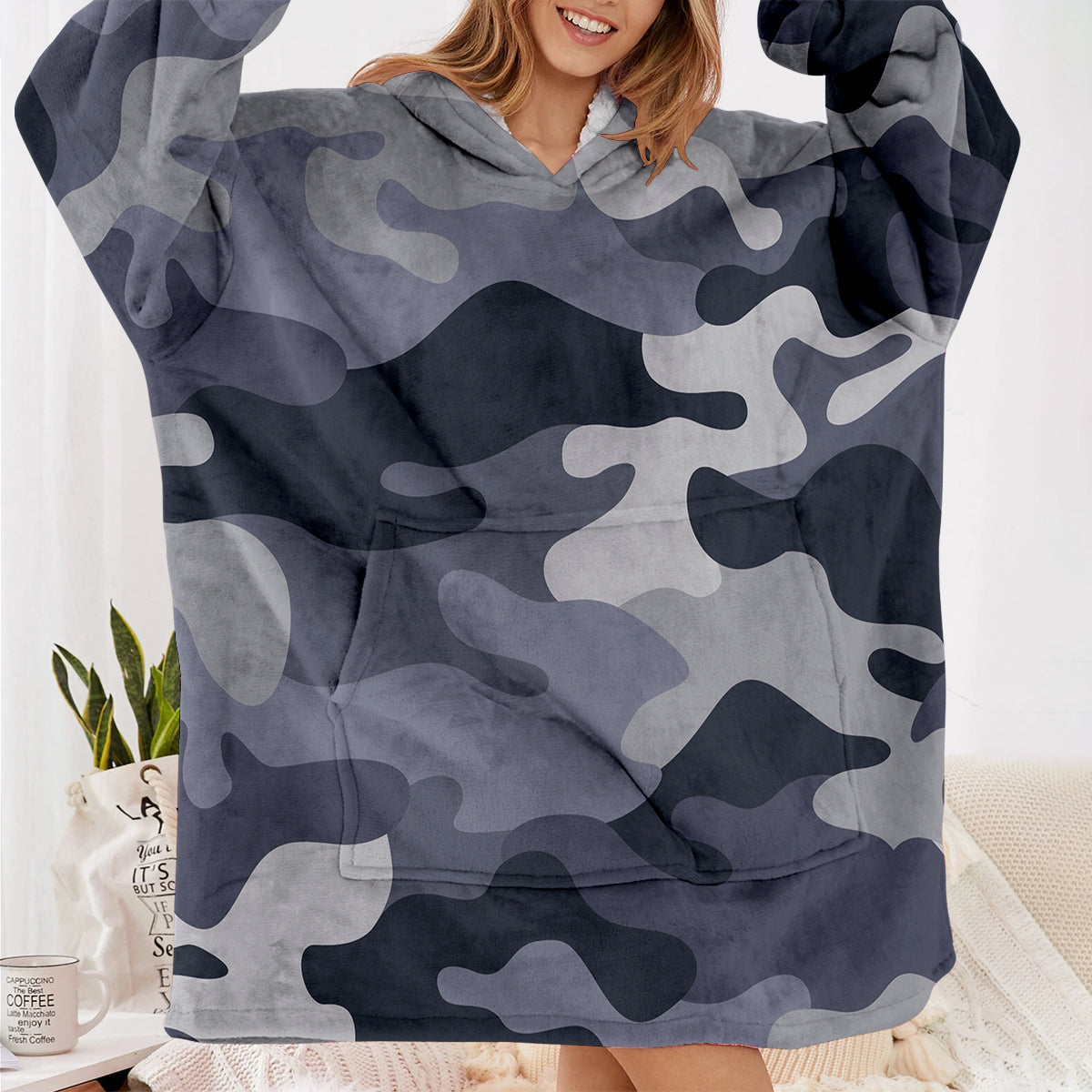 Military Camouflage Army Gray Designed Blanket Hoodies