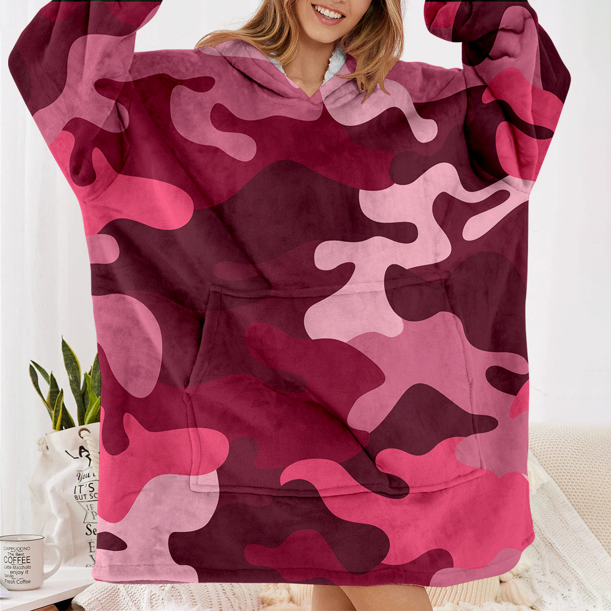 Military Camouflage Red Designed Blanket Hoodies