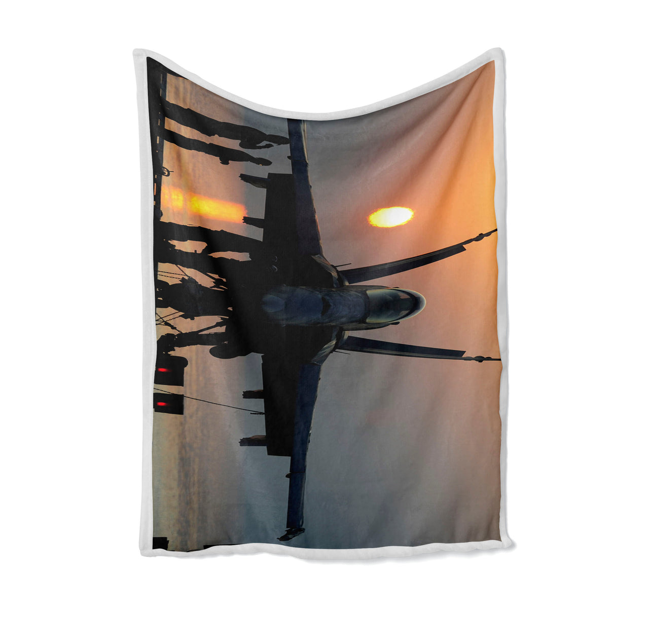 Military Jet During Sunset Designed Bed Blankets & Covers