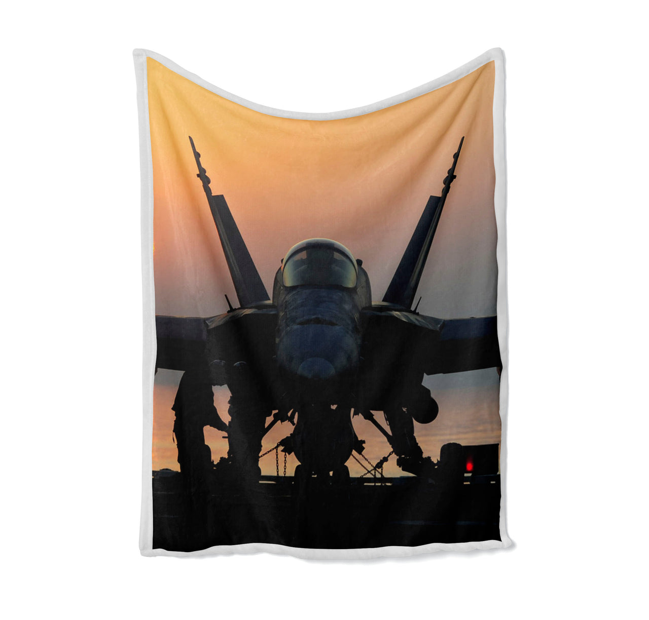 Military Jet During Sunset Designed Bed Blankets & Covers