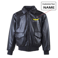 Thumbnail for Custom Name (Badge 2) Designed Leather Bomber Jackets (NO Fur)