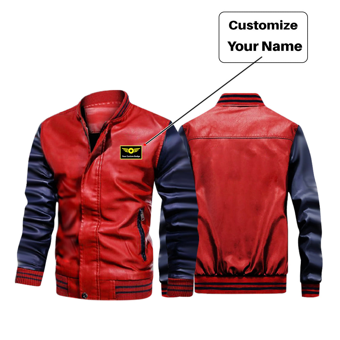 Custom Name Stylish Leather Bomber Jackets