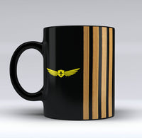 Thumbnail for Badge & Golden Epaulettes (4,3,2 Lines) Designed Black Mugs
