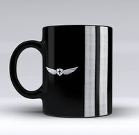 Thumbnail for Badge & Silver Epaulettes (4,3,2 Lines) Designed Black Mugs