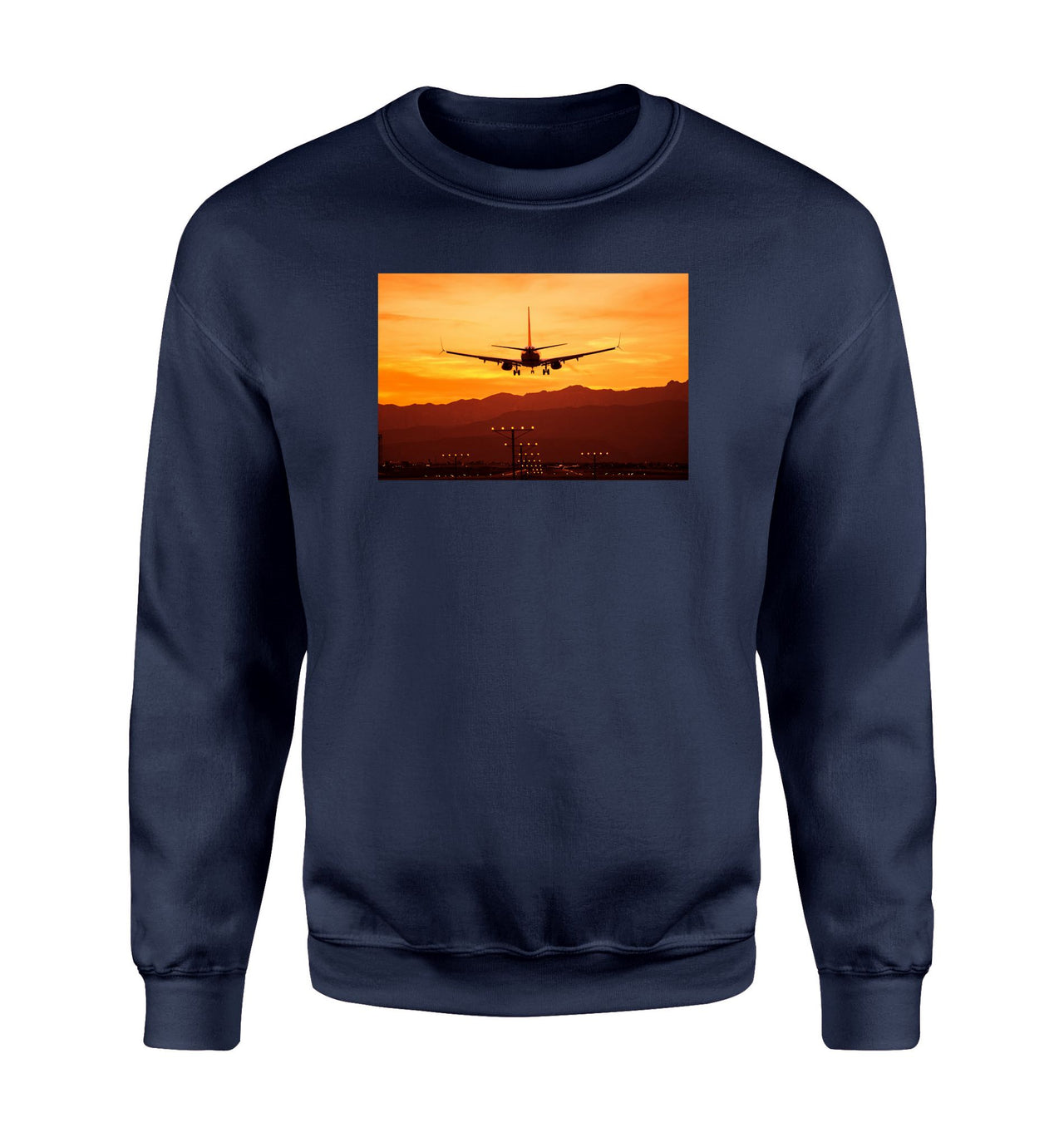 Landing Aircraft During Sunset Designed Sweatshirts