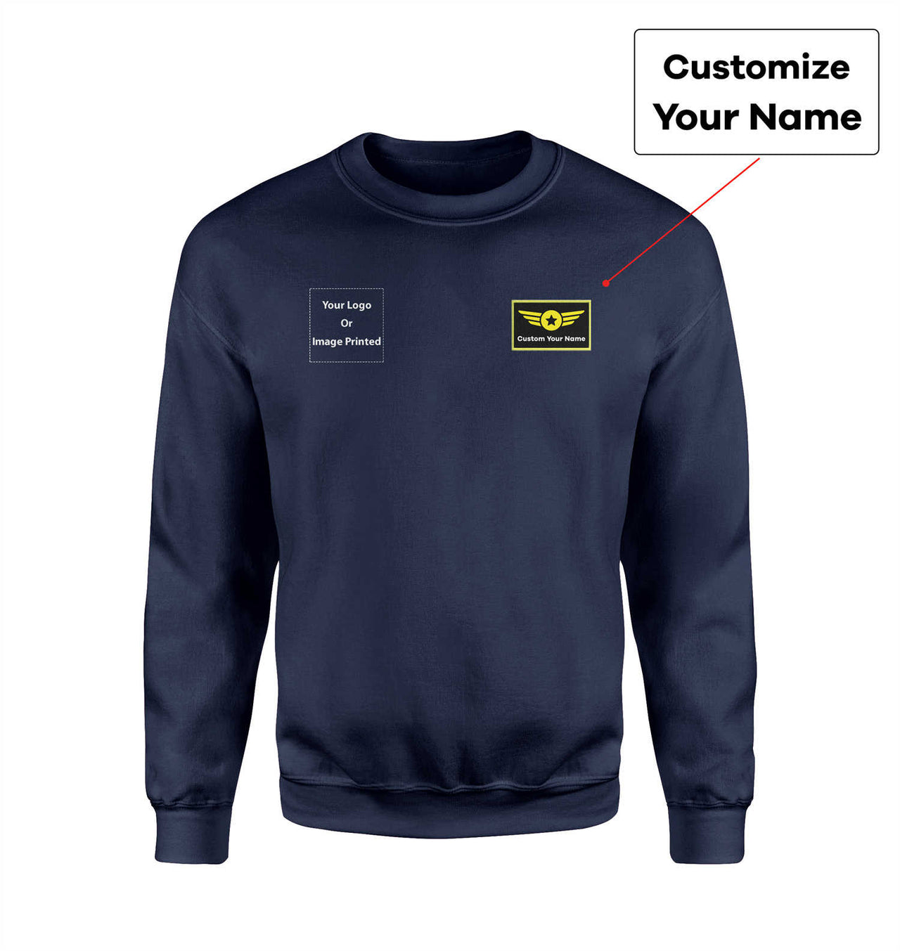 Side Your Custom Logos & Name (Special Badge) Designed Sweatshirts