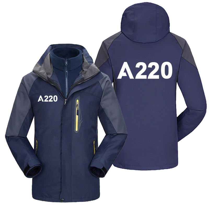 A220 Flat Text Designed Thick Skiing Jackets